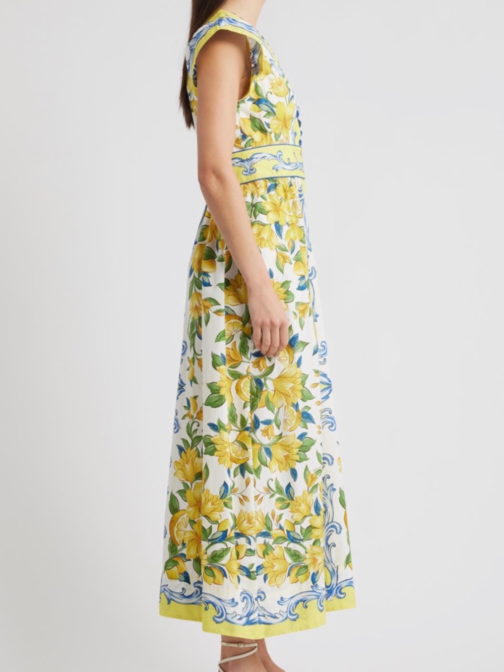 FARM Rio Yellow White Blue Floral Maxi Dress - Picture 3 of 11